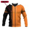NCAA Tennessee Volunteers Custom Text Number Orange Black Zip Up Hoodie V3