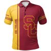 NCAA USC Trojans Custom Name Number Cardinal Gold Polo Shirt V6