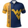 NCAA West Virginia Mountaineers Custom Text Number Blue Gold Polo Shirt V2
