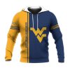NCAA West Virginia Mountaineers Custom Text Number Blue Gold Pullover Hoodie V2