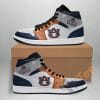 NCAA Auburn Tigers Blue White Air Jordan 1 High Sneakers