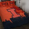 NCAA Illinois Fighting Illini Orange Blue Bedding Set V5
