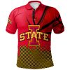 NCAA Iowa State Cyclones Custom Text Number Cardinal Orange Polo Shirt V5