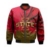 NCAA Iowa State Cyclones Custom Text Number Cardinal Orange Bomber Jacket V5