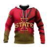 NCAA Iowa State Cyclones Custom Text Number Cardinal Orange Zip Up Hoodie V5