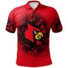 NCAA Louisville Cardinals Custom Text Number Red Black Polo Shirt V5