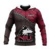 NCAA Northern Illinois Huskies Red Black Pullover Hoodie V6