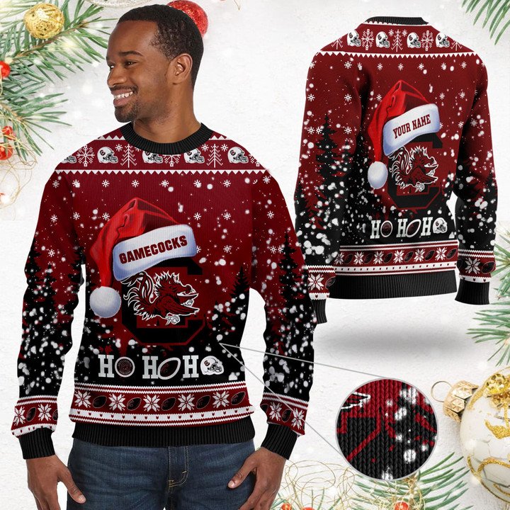 NCAA South Carolina Gamecocks Custom Name Ugly Christmas Sweater V2 NCAA South Carolina Gamecocks Custom Name Ugly Christmas Sweater V2