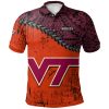NCAA Virginia Tech Hokies Orange Maroon Polo Shirt V2
