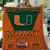 NCAA Miami Hurricanes Orange Green Est 1926 Quilt Blanket V2