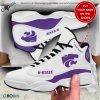 NCAA Kansas State Wildcats Custom Name White Purple Air Jordan 13 Shoes