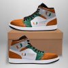 NCAA Miami Hurricanes Orange Grey Air Jordan 1 High Sneakers V2