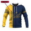 NCAA California Golden Bears Custom Text Number Blue Zip Up Hoodie V3