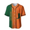 NCAA Miami Hurricanes Custom Text Number Orange Green Baseball Jersey V5