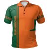 NCAA Miami Hurricanes Custom Text Number Orange Green Polo Shirt V5