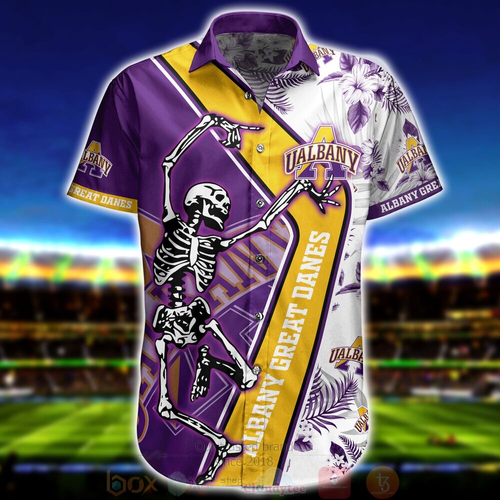 NCAA Albany Great Danes Skeleton Hawaiian Shirt NCAA Albany Great Danes Skeleton Hawaiian Shirt