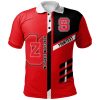 NCAA NC State Wolfpack Custom Text Red Black Polo Shirt V2