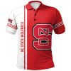 NCAA NC State Wolfpack Custom Text Number Red White Polo Shirt V3