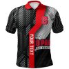 NCAA NC State Wolfpack Custom Text Number Black Red Polo Shirt V6
