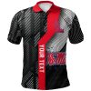NCAA Ole Miss Rebels Custom Text Number Blue Black Polo Shirt V10