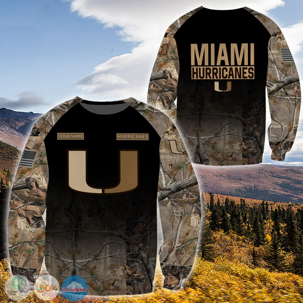 NCAA Miami Hurricanes Custom Name Black Forest Sweatshirt NCAA Miami Hurricanes Custom Name Black Forest Sweatshirt