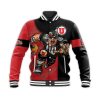 NCAA Utah Utes Custom Number Red Black Baseball Jacket V3