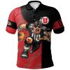 NCAA Utah Utes Custom Number Red Black Polo Shirt V3