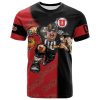 NCAA Utah Utes Custom Number Red Black T-Shirt V3