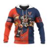 NCAA Virginia Cavaliers Custom Number Orange Blue Pullover Hoodie V2