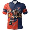 NCAA Virginia Cavaliers Custom Number Orange Blue Polo Shirt V2