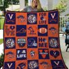 NCAA Virginia Cavaliers Orange Blue Quilt Blanket V4
