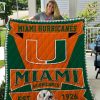 NCAA Miami Hurricanes Orange Green Est 1926 Quilt Blanket