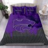 NCAA Kansas State Wildcats Purple Silver Bedding Set V4