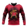 NCAA Maryland Terrapins Custom Text Number Red Pullover Hoodie V16