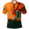 NCAA Miami Hurricanes Custom Text Number Orange Green Polo Shirt V8