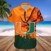 NCAA Miami Hurricanes Custom Text Number Orange Green Hawaiian Shirt V8