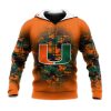 NCAA Miami Hurricanes Custom Text Number Orange Green Pullover Hoodie V4