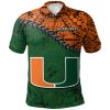 NCAA Miami Hurricanes Orange Green Polo Shirt V6
