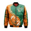 NCAA Miami Hurricanes Orange Green Bomber Jacket V3