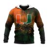 NCAA Miami Hurricanes Coconut Orange Green Zip Up Hoodie V7