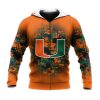 NCAA Miami Hurricanes Custom Text Number Orange Green Zip Up Hoodie V4