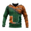NCAA Miami Hurricanes Orange Green Zip Up Hoodie V6