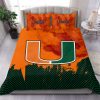 NCAA Miami Hurricanes Orange Green Bedding Set V2