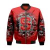 NCAA NC State Wolfpack Custom Text Number Red Black Bomber Jacket V2