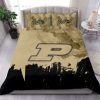NCAA Purdue Boilermakers Gold Black Bedding Set V8