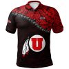 NCAA Utah Utes Black Red Polynesian Grunge Polo Shirt V6
