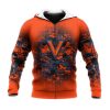 NCAA Virginia Cavaliers Custom Text Number Orange Zip Up Hoodie V3