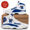 NCAA Memphis Tigers Custom Name White Blue Air Jordan 13 Shoes
