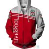 Liverpool FC Red White Zip Up Hoodie V3