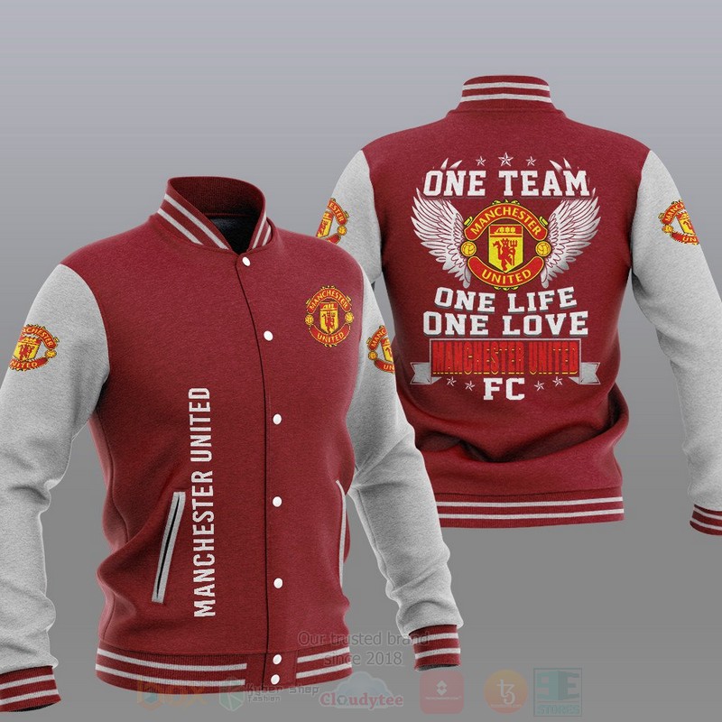 Manchester United Red Grey One Team Baseball Jacket V2 Manchester United Red Grey One Team Baseball Jacket V2